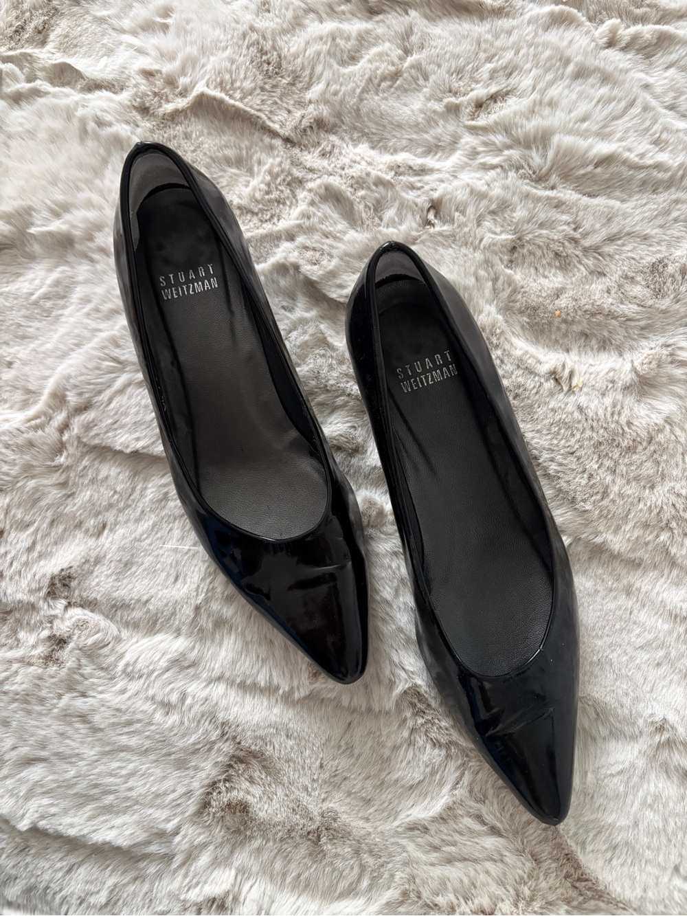 Stuart Weitzman Black Pointed mini wedged heels